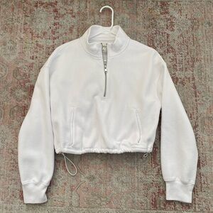 Abercrombie: Half Zip Cropped Cinched Sweatshirt, White, Size XS